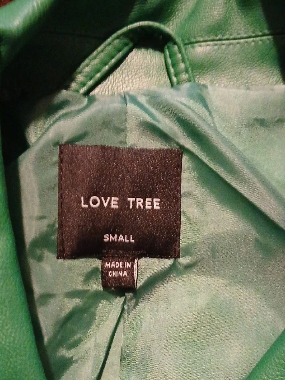 Love Tree Bright Green Faux Leather Moto Jacket - Picture 2 of 4